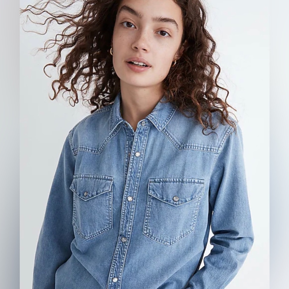 Madewell Snap Button Down‎ Western Denim Shirt